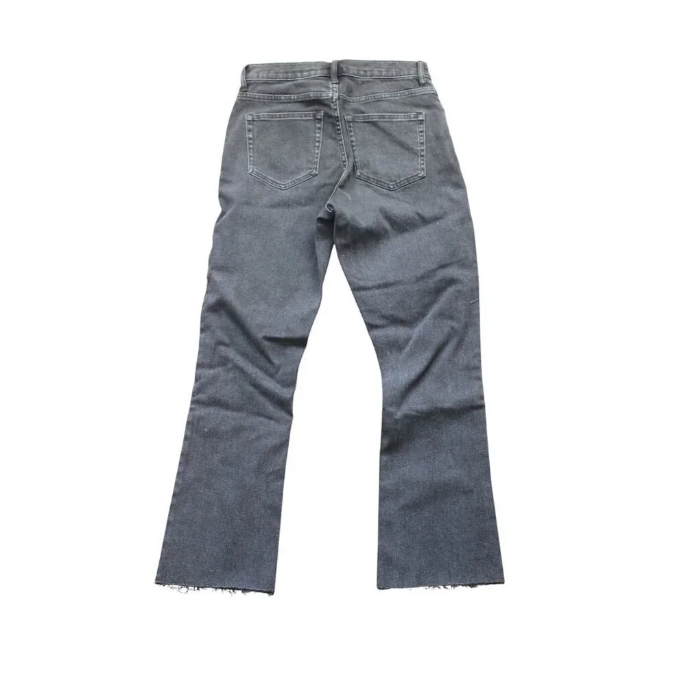 Everlane Black High Rise Kick Boot Cut Raw Hem Crop Jeans Size 26R